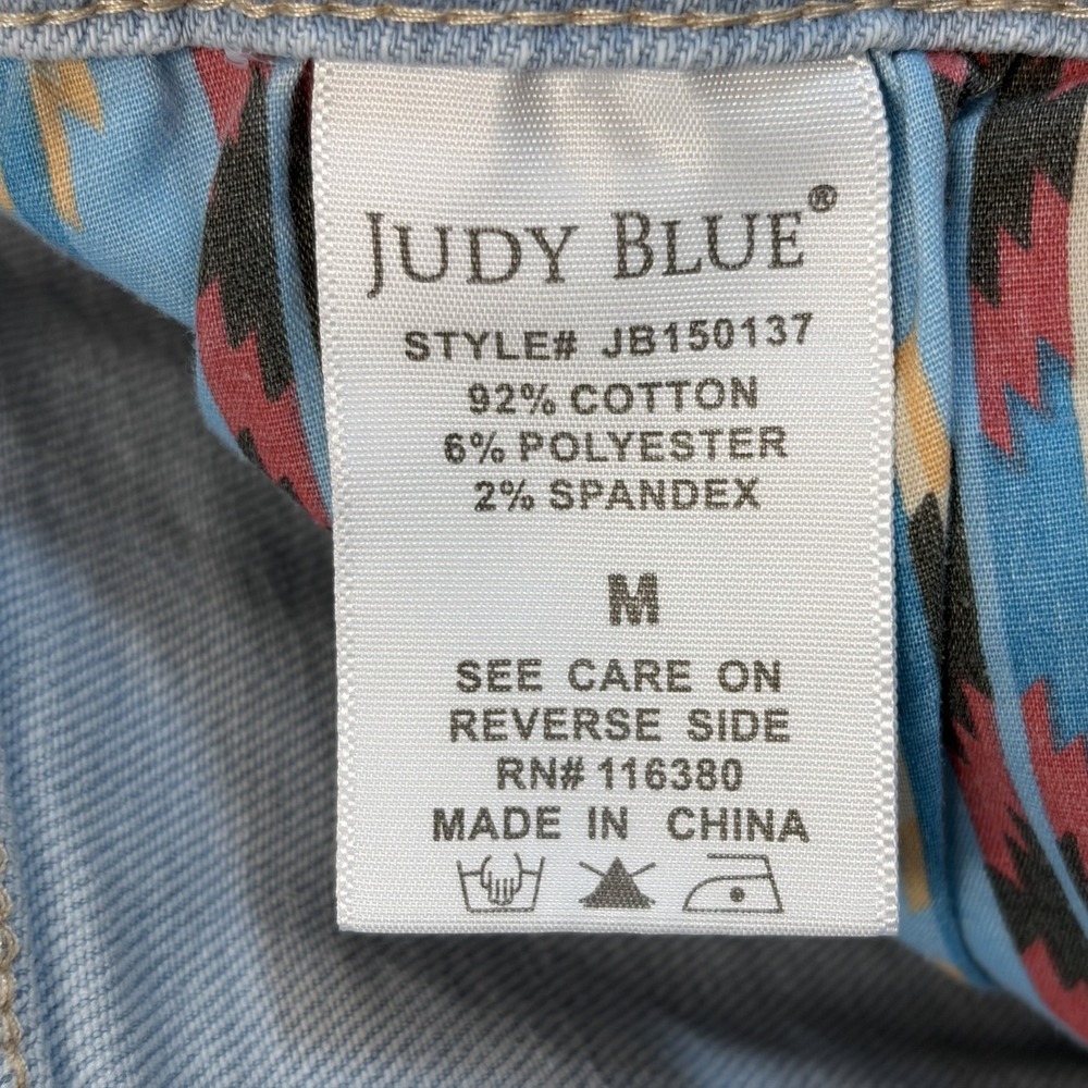 Judy Blue Womens M Shorts Aztec Pockets Peek Patches Cuffed High Rise JB150137 - Picture 7 of 11